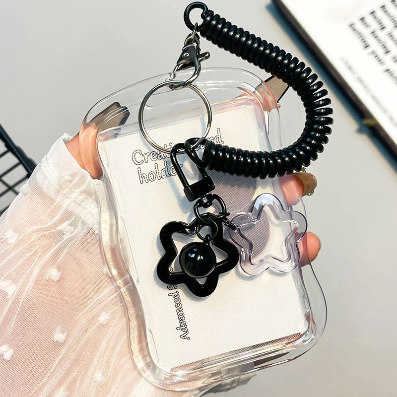 Creative Design Kpop Photocard Holder Transparent Card Holder Keychain Photo Sleeves Bus Card Student Card Case Photo Protector