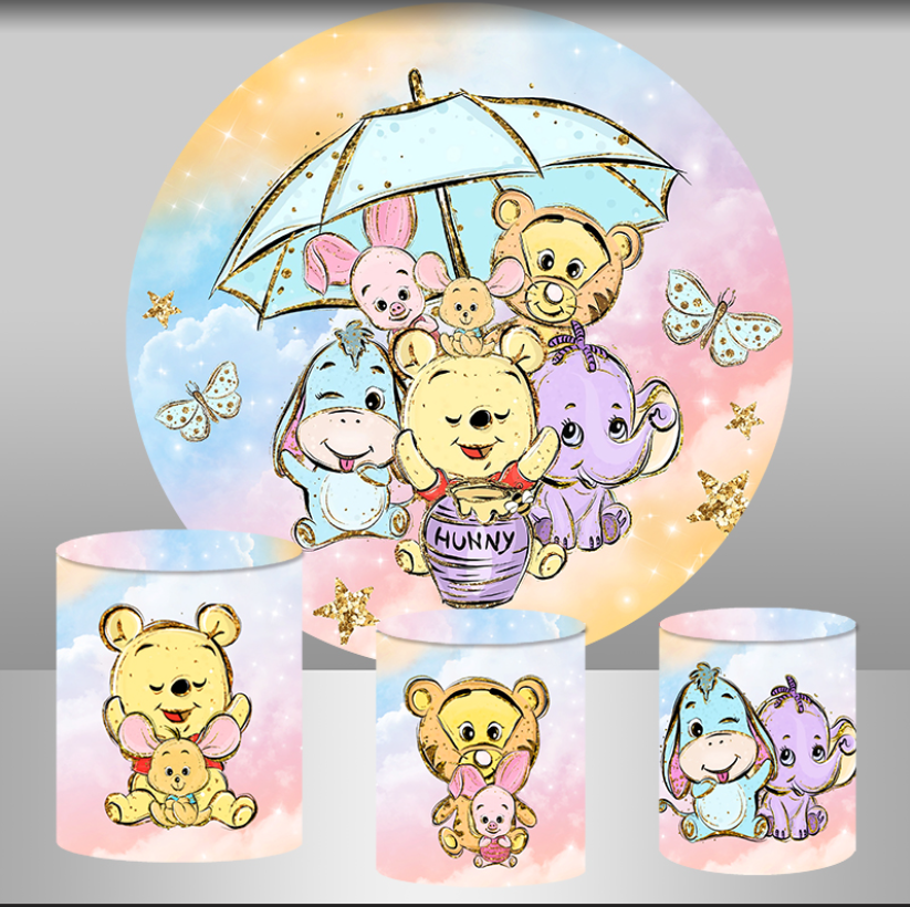 Disney Winnie The Pooh Dekorasi Latar Belakang Pesta Bulat Latar Belakang Disesuaikan Dekorasi Ulang Tahun Anak-anak Spanduk Pernikahan