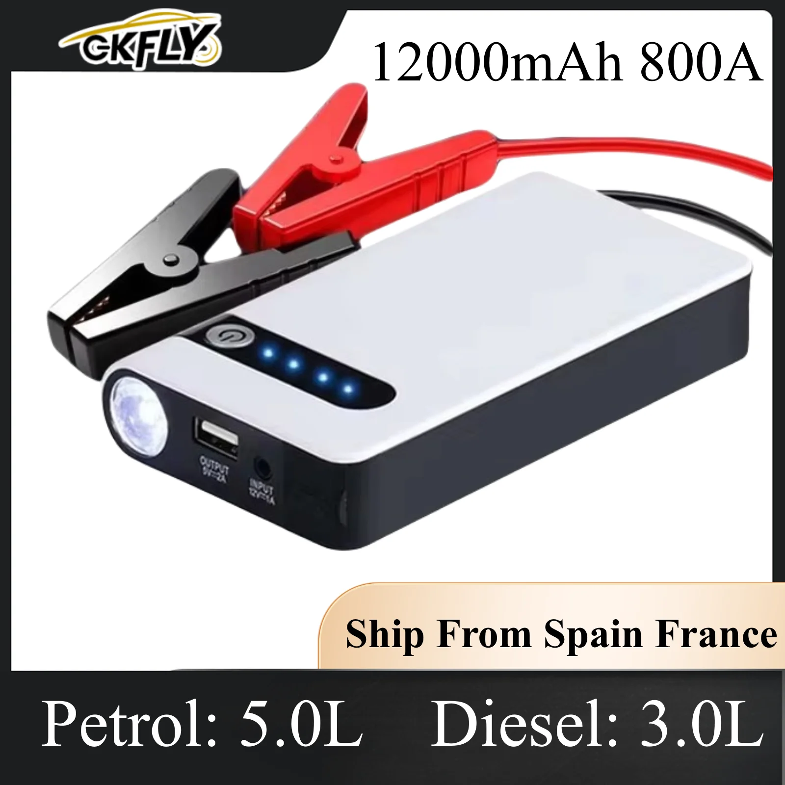 GKFLY nuevo arrancador de batería de coche 8000mAh cargador de refuerzo de batería de coche portátil dispositivo de arranque de 12V refuerzo de emergencia