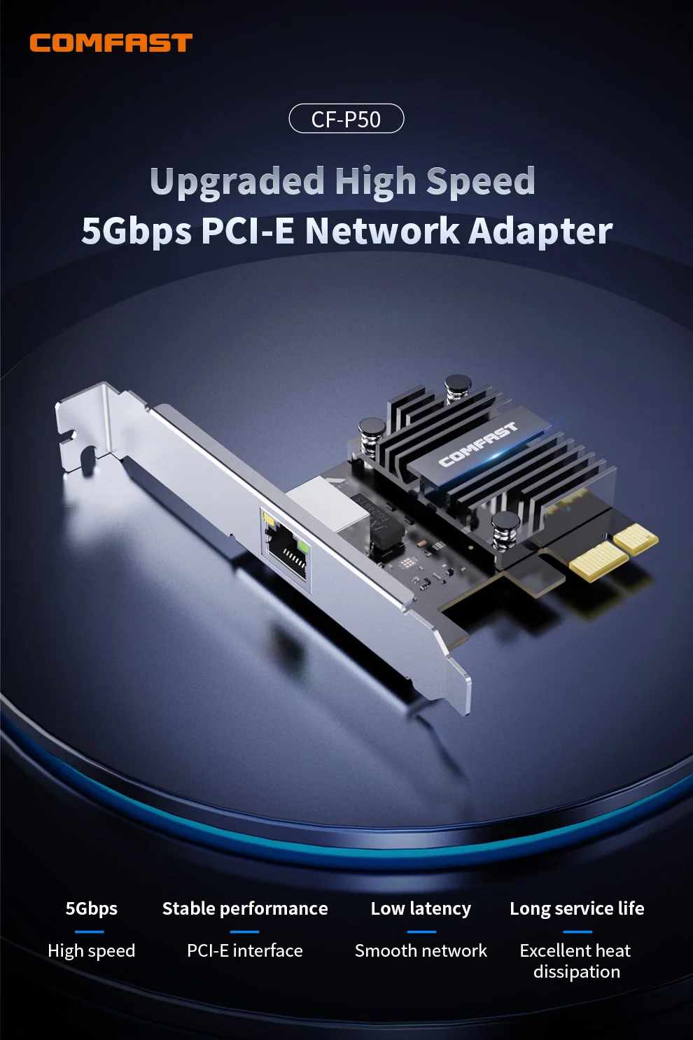 Сетевая карта Comfast 5G PCI-E к RJ45 RTL8126 1G/2,5G/5G Интерфейс RJ45 Gigabit Ethernet PCI Express Wlan Адаптер Win7 8 10 11