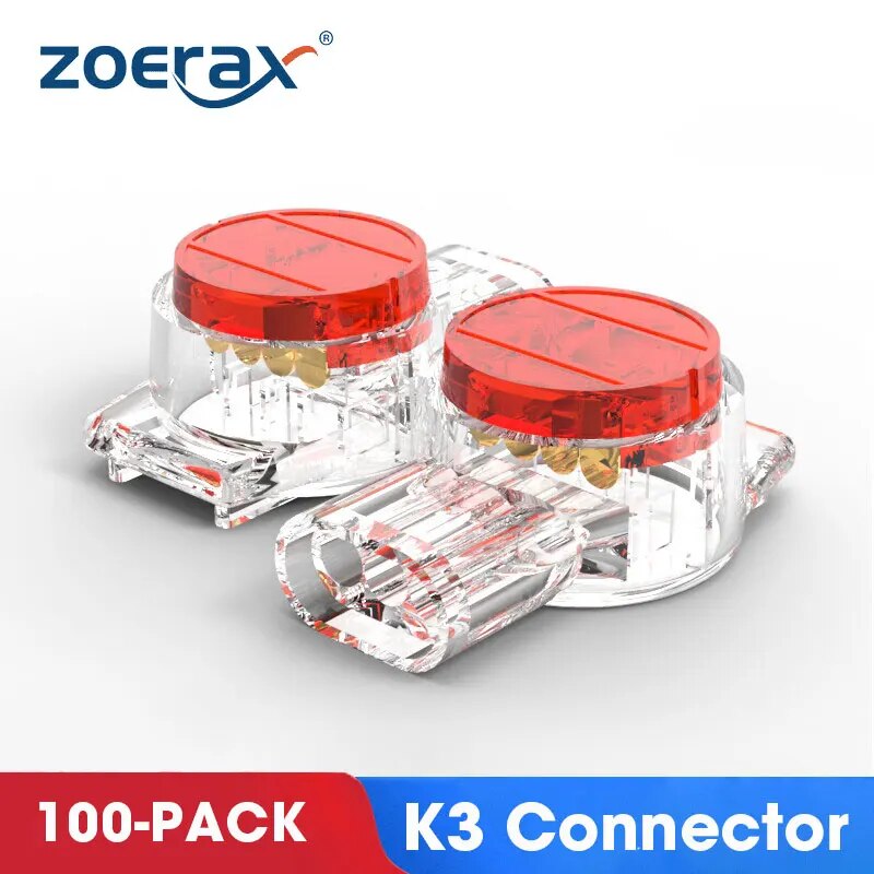 ZoeRax 100PCS K1 K2 K3 Connector Wire Splice Connector RJ45 RJ11 สายไฟ Ethernet สายโทรศัพท์ UY2 สายเคเบิลเครือข่าย Terminal