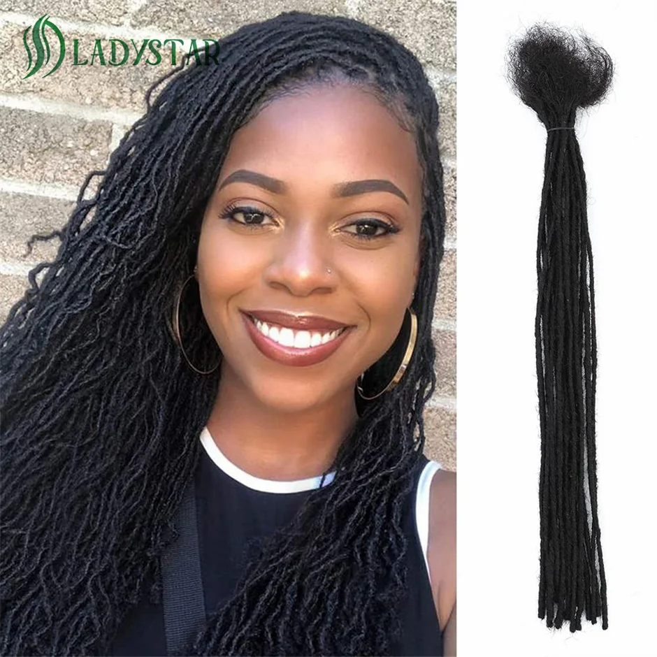 Extensões Dreadlock para homens e mulheres, 100% cabelo humano, Full Handmade, Loc permanente, 0.2cm Microclocks, Kids