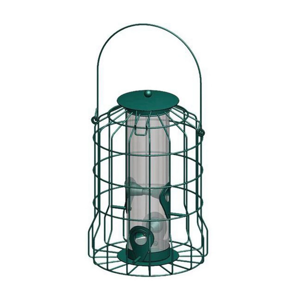 XFDE Bird Deterrent Feeder Rust-Proof Hanging Bird Feeder Cage for Garden Backyard Squirrel-Proof Wild Bird Feeder Green