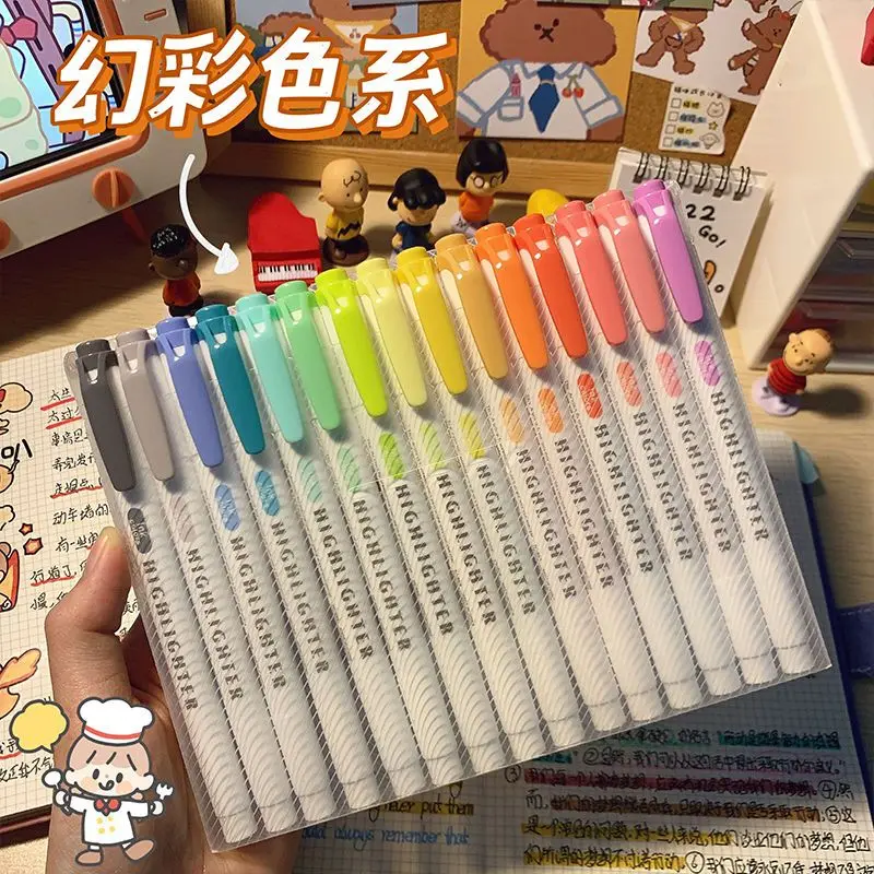 ปากกาเน้นข้อความสีหัวคู่ Ins, การทําเครื่องหมายค่าภาพสูง, การทําเครื่องหมายจุดสําคัญการจดบันทึกปากกากระดาษที่ไม่เลอะเทอะนักเรียน