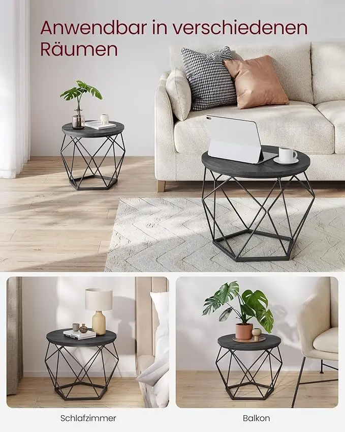 VASAGLE Couchtisch rund, 2er Set, Wohnzimmertisch, Beistelltisch, modern