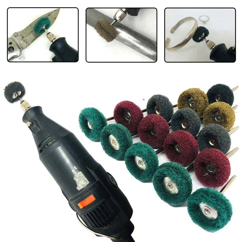 Mini perceuse, brosse Abrasive, roue de polissage en Nylon avec tige de 3mm/2.35mm pour outil rotatif Dremel, ensemble d'accessoires 10 pièces