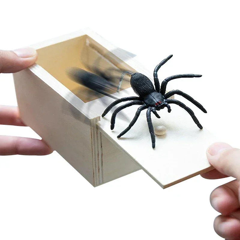 1PC ใหม่ Trick Spider ตลก Scare กล่องไม้ซ่อนกล่อง Prank Trick แมงมุมสยองขวัญสนุกเกมฮาโลวีน Party ตกแต่งของขวัญ
