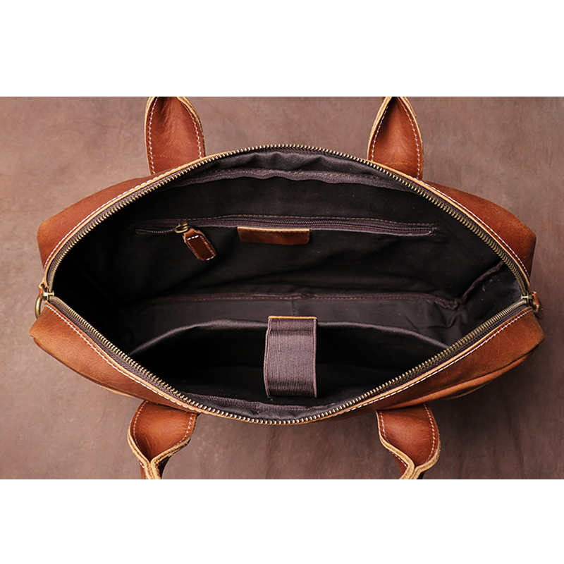 LEATHFOCUS-maletines de cuero genuino para hombre, bolsa de mensajero Vintage de 15,6 pulgadas, bolso para ordenador portátil, bolsa de documentos A4 para oficina y negocios