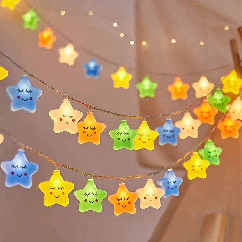 Guirnalda de luces LED con forma de estrella, lámpara alimentada por USB/batería para sala de estar, jardín al aire libre, Camping, boda, decoración para fiesta de Navidad