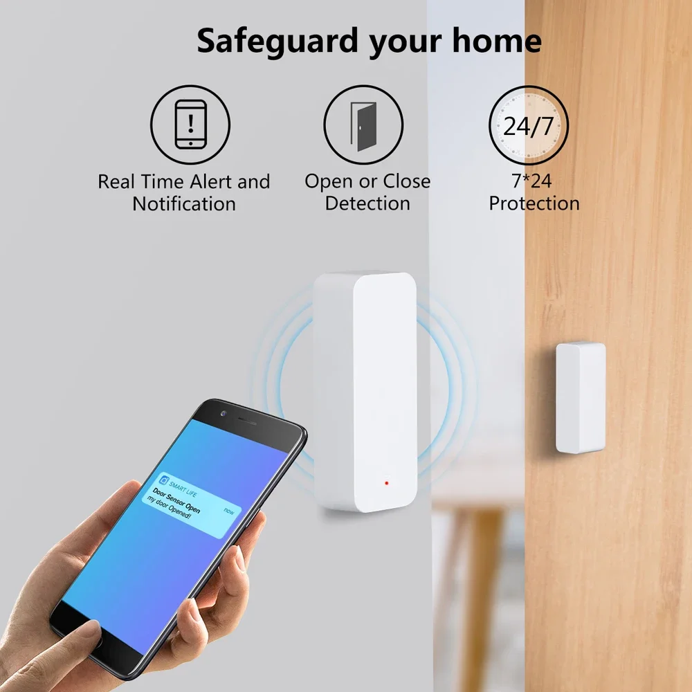 Tuya WiFi Zigbee Умный датчик двери и окна Умный дом Детекторы открытия/закрытия Датчик окна Smart Life работает с Google Home Alexa