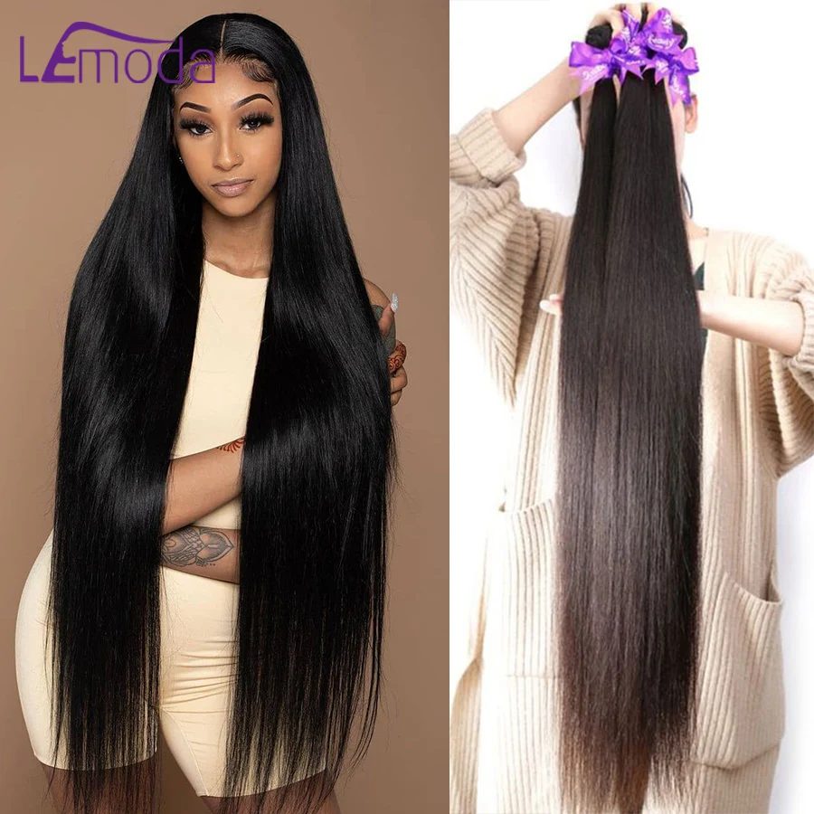 Pacotes retos de cabelo humano 30 32 Polegada Pacotes de cabelo brasileiro 100% Unprocessed Virgin Hair Extension Weave Human Hair Bundles 12A