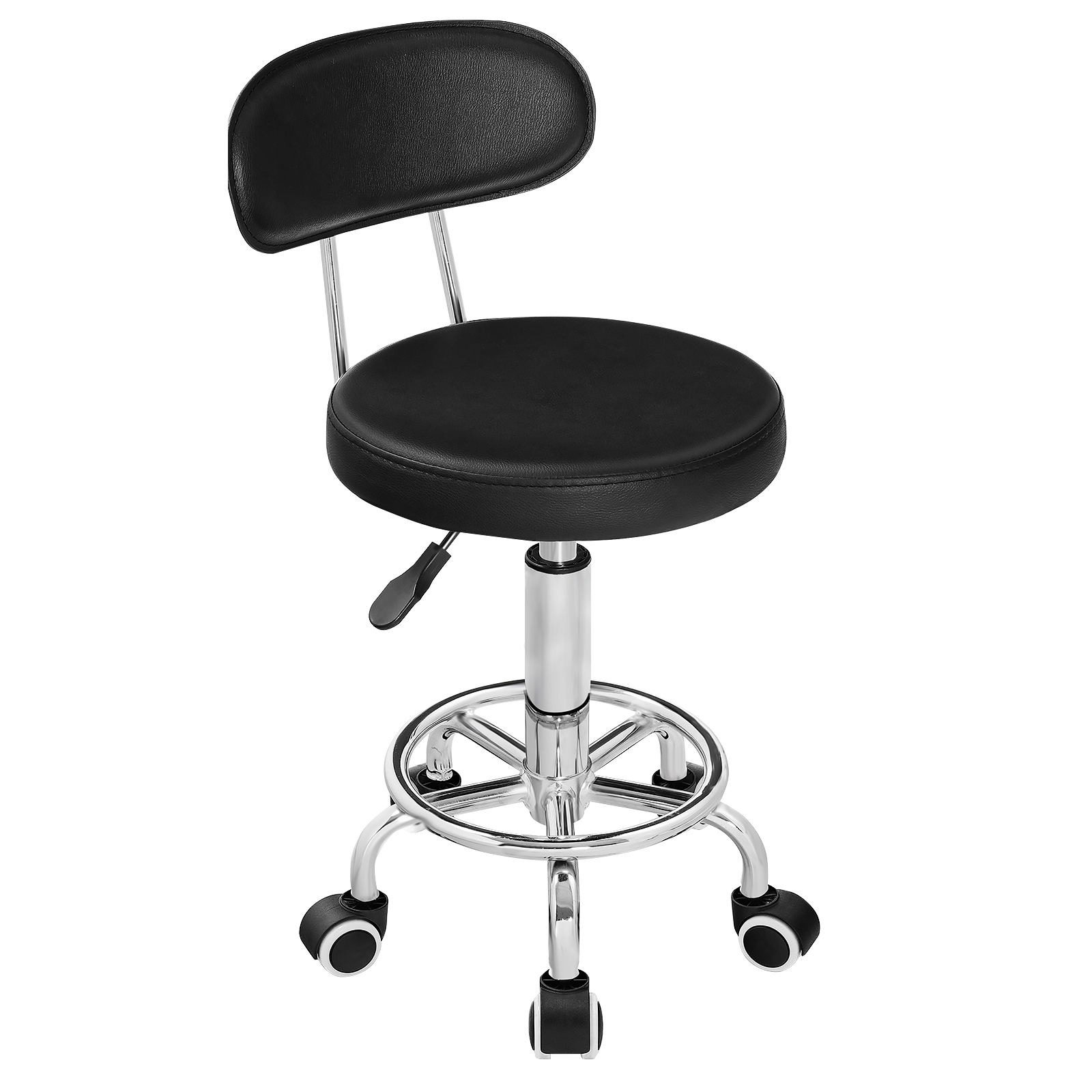 HOOBRO Height Adjustable Rolling Stool 360° Rotating Drafting Chair Multi-Purpose Office Desk Chair for Barber Shop