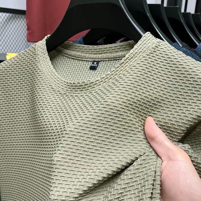 Letnie koszulki z dekoltem w szpic Mężczyźni Ice Silk Mesh Oddychająca koszulka z półrękawkiem w jednolitym kolorze Cienkie, codzienne, szybkoschnące koszulki z krótkim rękawem