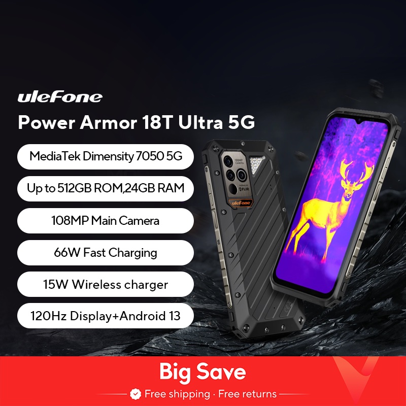 [World Premiere] Ulefone Power Armor 18T Ultra 5G Rugged Phone 512GB ROM +24GB RAM Thermal ImagingCamera FLIR® smartphone