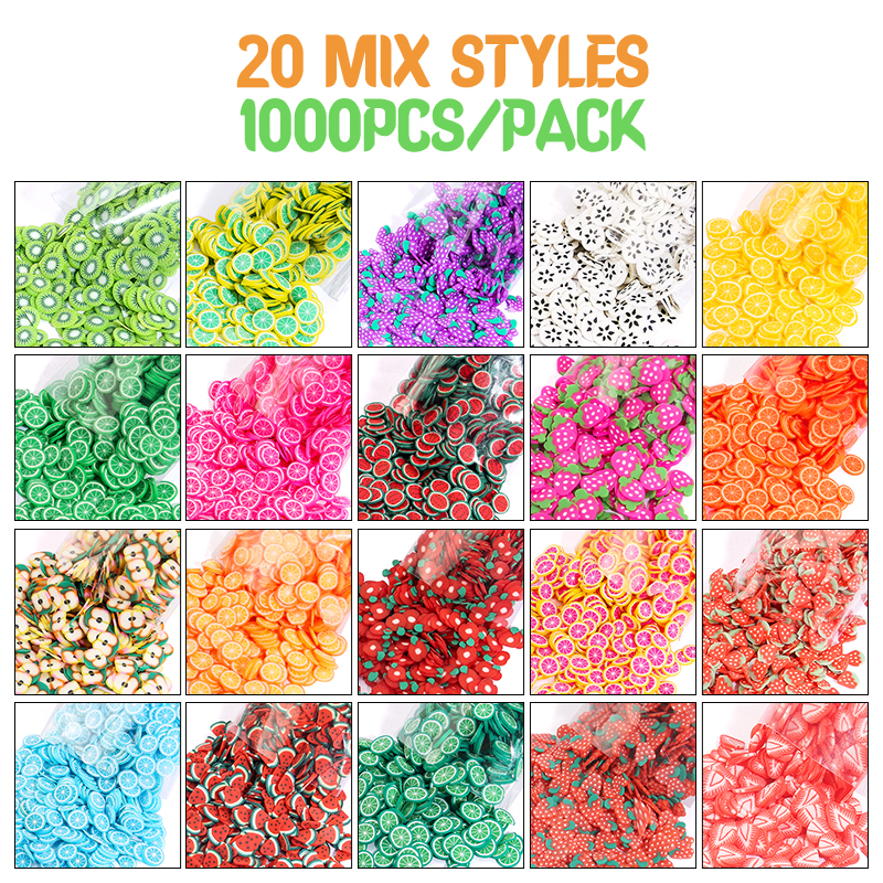 1000 Viên Pha Động Vật Trái Cây Lá Hoa Đất Sét Chất Độn Nhựa Chống UV Epoxy Khuôn Trám Răng Cho DIY Trang Sức Làm Móng Nghệ Thuật đồ Trang Trí