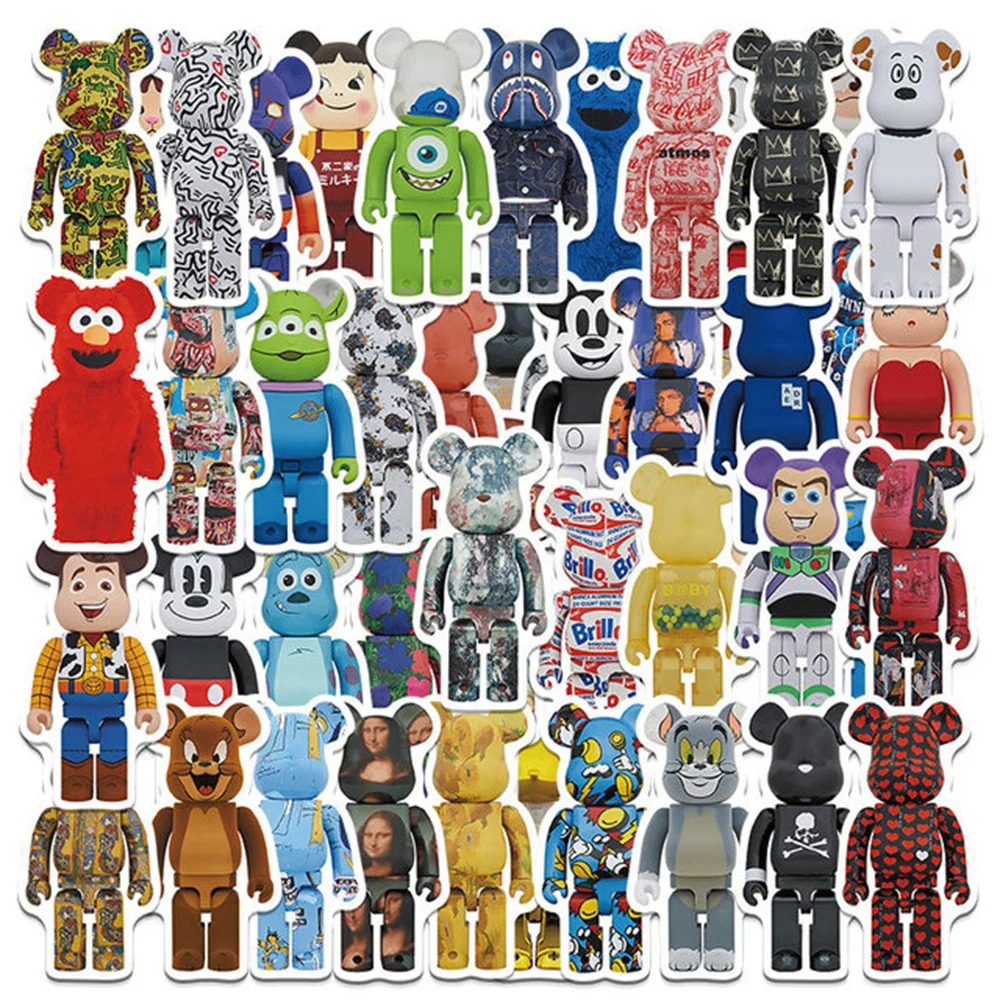 50 pçs bloco de construção dos desenhos animados urso personalidade graffiti adesivo à prova dwaterproof água mala notebook geladeira watercup