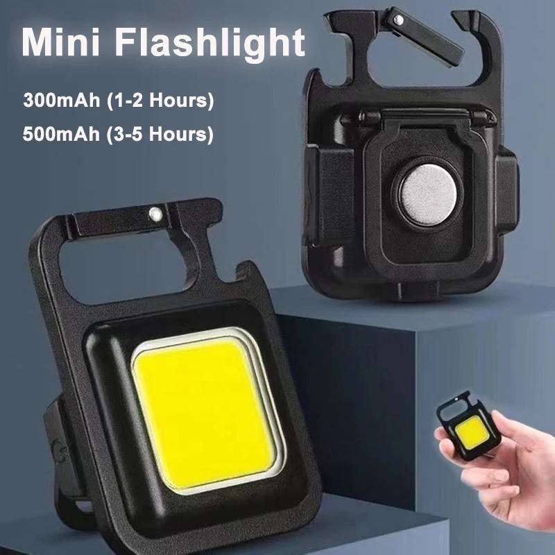 Mini llavero linterna superbrillante luz de trabajo antorcha de bolsillo portátil recargable al aire libre impermeable Camping pequeña luz de llave
