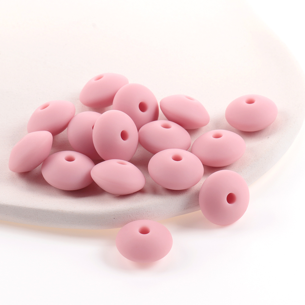 QHBC 100Pcs 12*7Mm Silicone Đậu Lăng Hạt Bé Miếng Dán Phụ Kiện Không Chứa BPA Sơ Sinh Vật Dụng Mọc Răng Vòng Cổ Núm Vú dây Chuyền Tự Làm