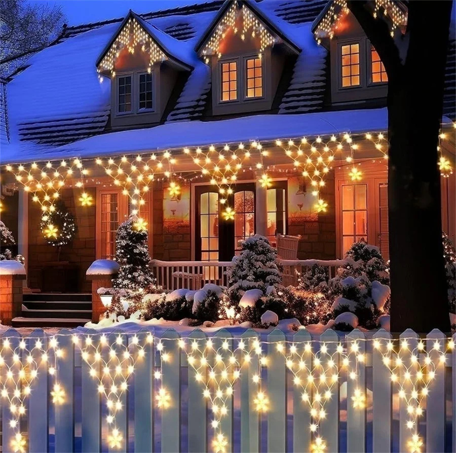 2024 neue LED Net Mesh Fee String Licht EU/Us-stecker 8 Modi Vorhänge Licht Girlande für Garten party Hochzeit Weihnachten Dekoration