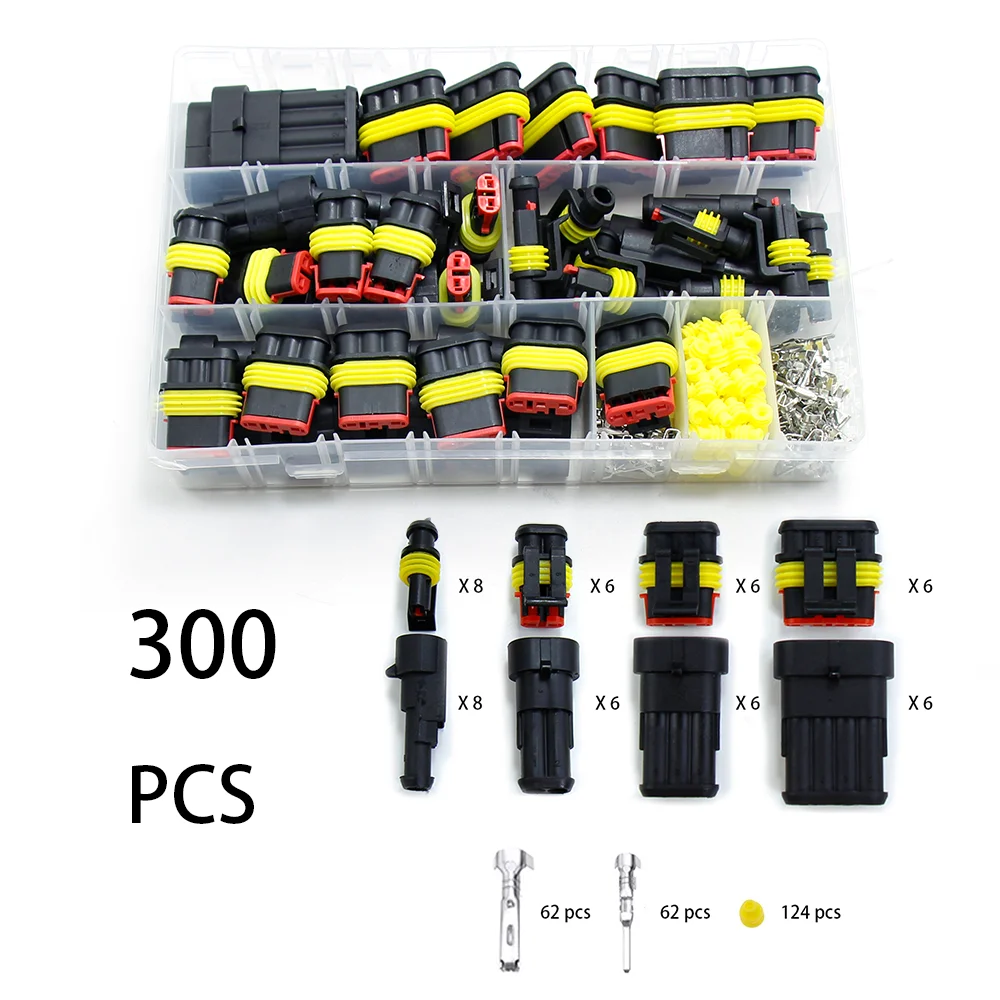 Kit de conectores a prueba de agua, conector rápido de cable automotriz, cableado eléctrico en el coche, enchufe de sellado automático 1, 2, 3, 4, 5, 6 pines, Kit de enchufe