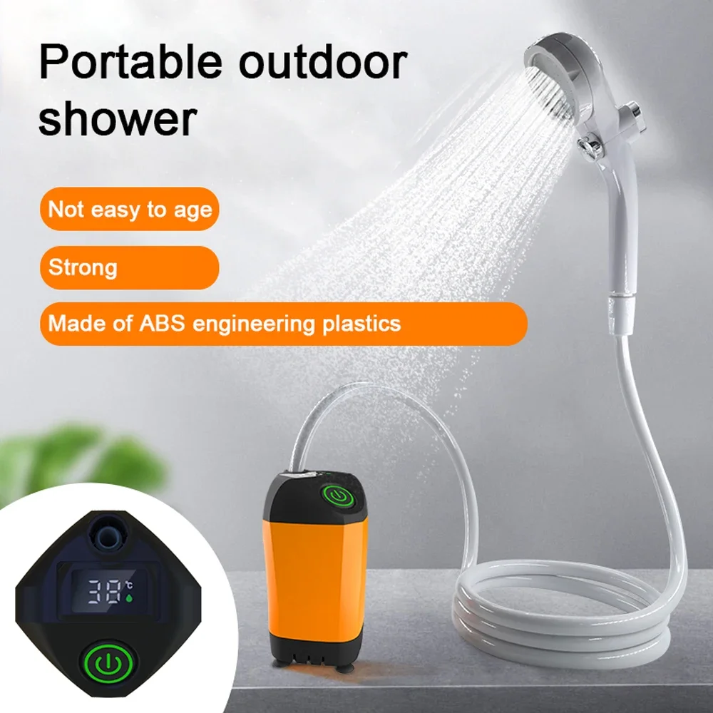 Bomba de ducha eléctrica recargable portátil, alimentada por USB, resistente al agua para acampar al aire libre, playa, senderismo, baño para mascotas, lavado de coches