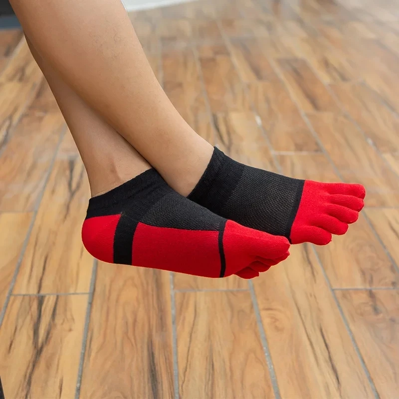 1/5 pares de calcetines tobilleros de verano de algodón de malla colorida transpirable boca poco profunda desodorante absorbente de sudor No Show 5 calcetines de dedo