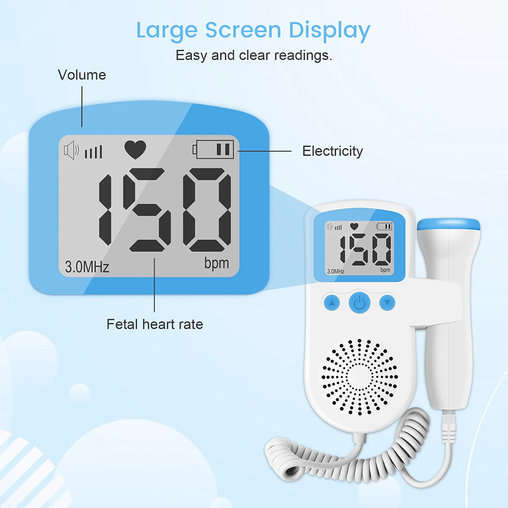 3.0MHz Echografie Baby Hartslag Detector Zwangere Ultrasone Baby Hartslag Monitor Foetale Monitor Doppler Stethoscoop