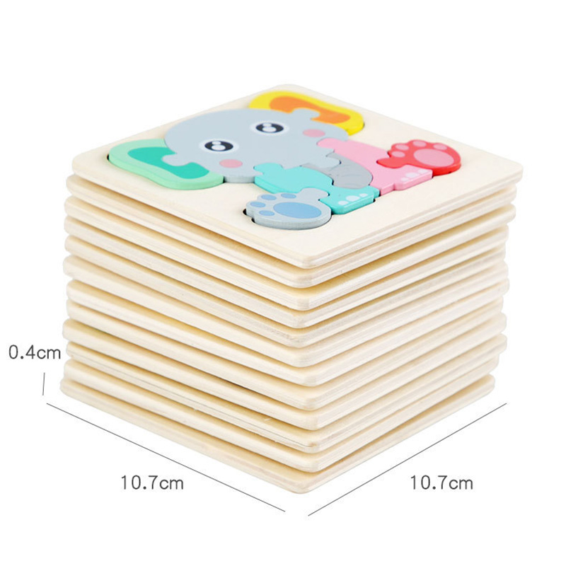 10.7cm/4.21in crianças colorido 3d quebra-cabeças montessori jogos dos desenhos animados animais quebra-cabeça do bebê brinquedos educativos de madeira para crianças