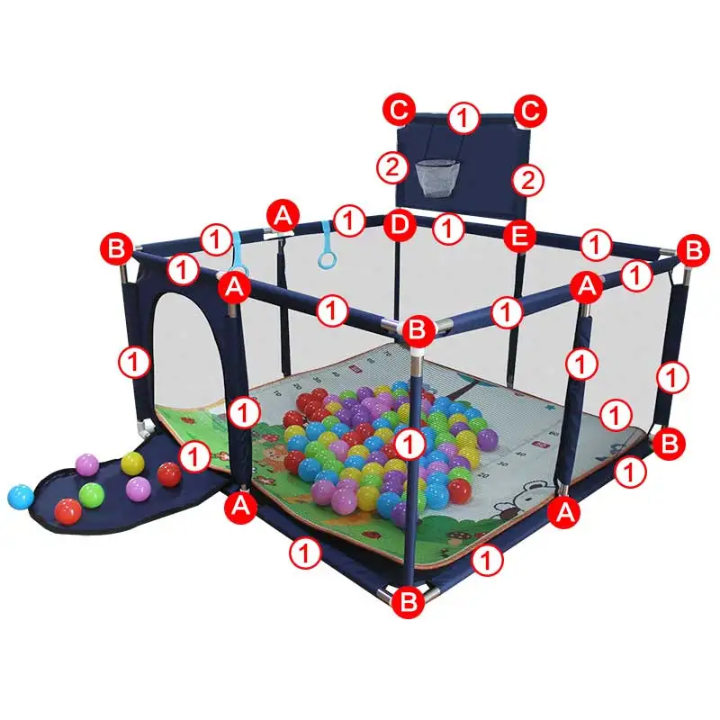IMBABY – parc carré pour bébé, aire de jeux avec planche de basket-ball, activités pour bébé, grand enfant, barrières de sécurité corral, clôture