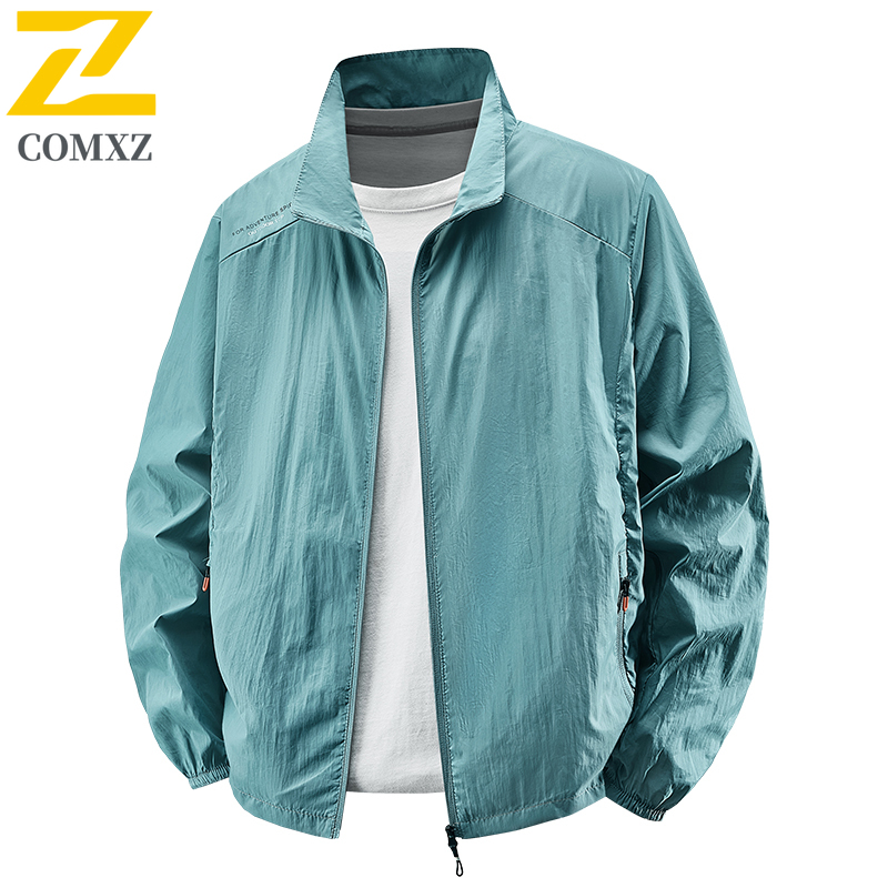 Летняя спортивная солнцезащитная одежда 2025, мужская уличная легкая дышащая куртка с воротником, устойчивая к ультрафиолетовому излучению, однотонный топ для кемпинга