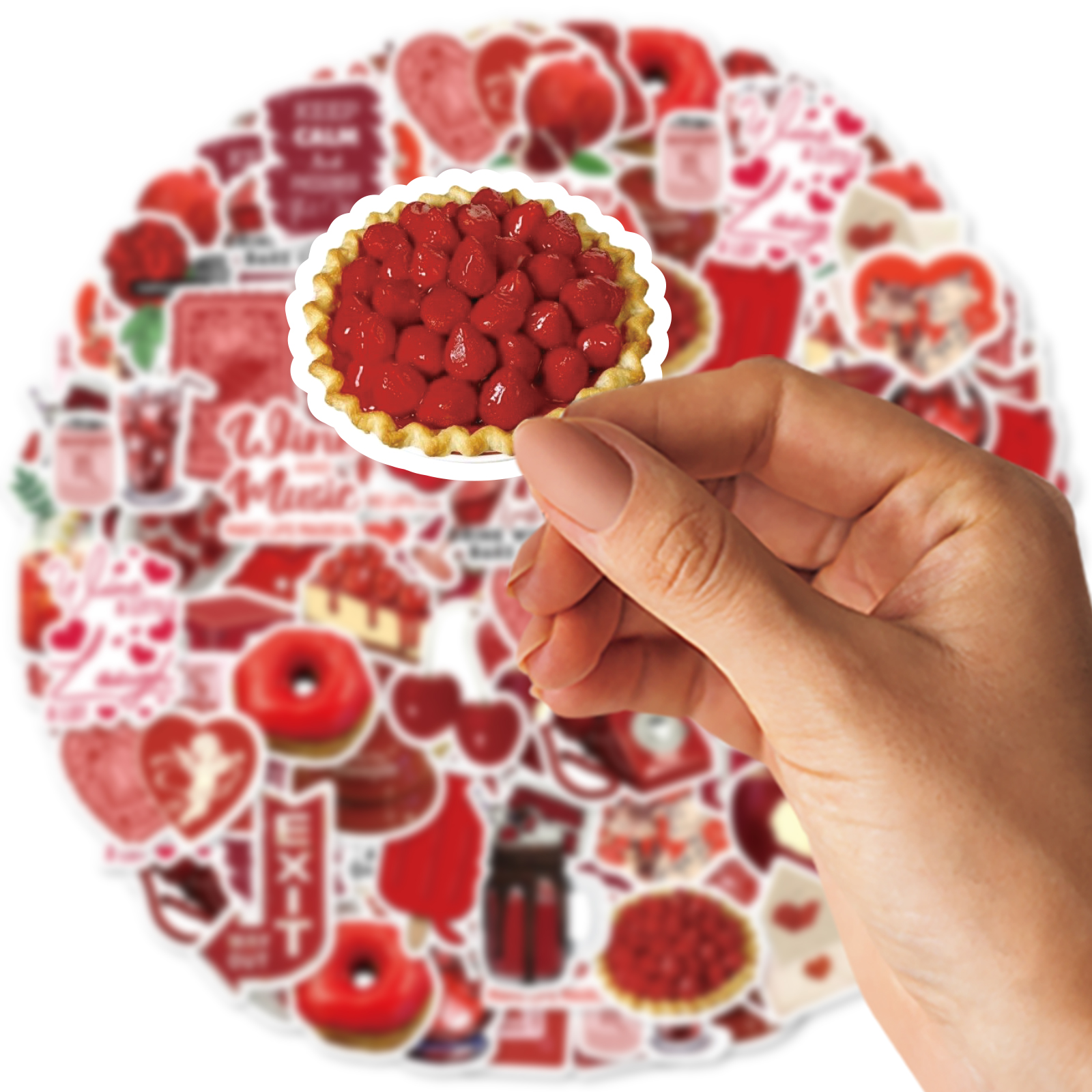 30pcs Rose, Cherry Red Graffiti Stickers Decorated Notebook Water Cup Suitcase Guitar Classic Toy Scrapbook Waterproof PVC Decal