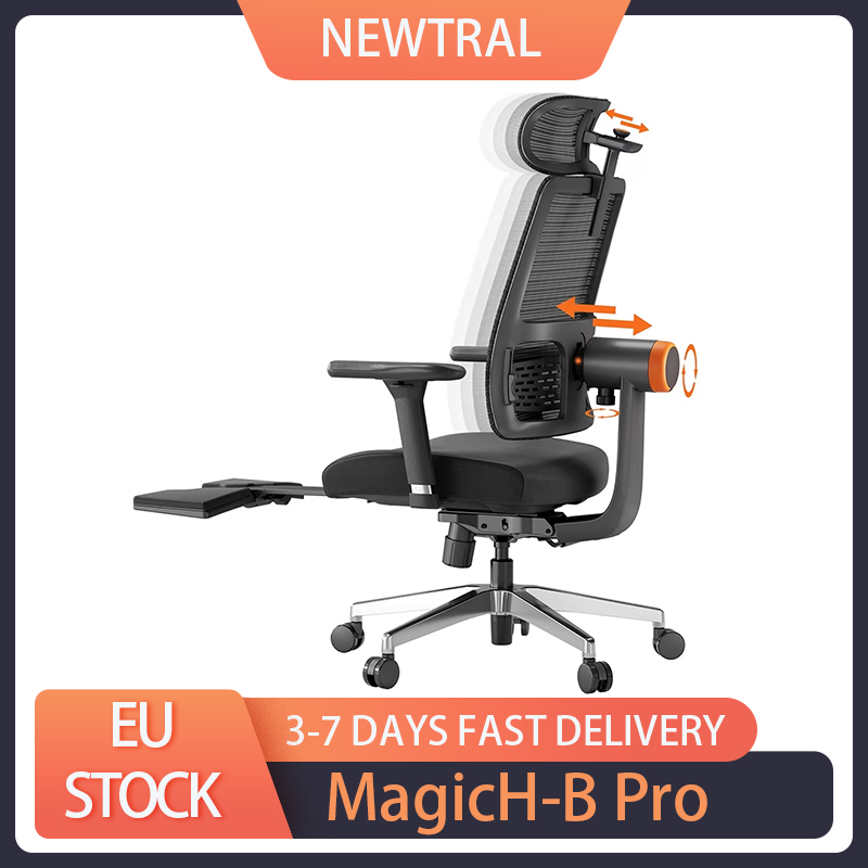 NEWTRAL-MagicH-B Pro cadeira ergonómica com apoio para os pés, Auto-após encosto, encosto de cabeça adaptável, apoio traseiro inferior, braço ajustável