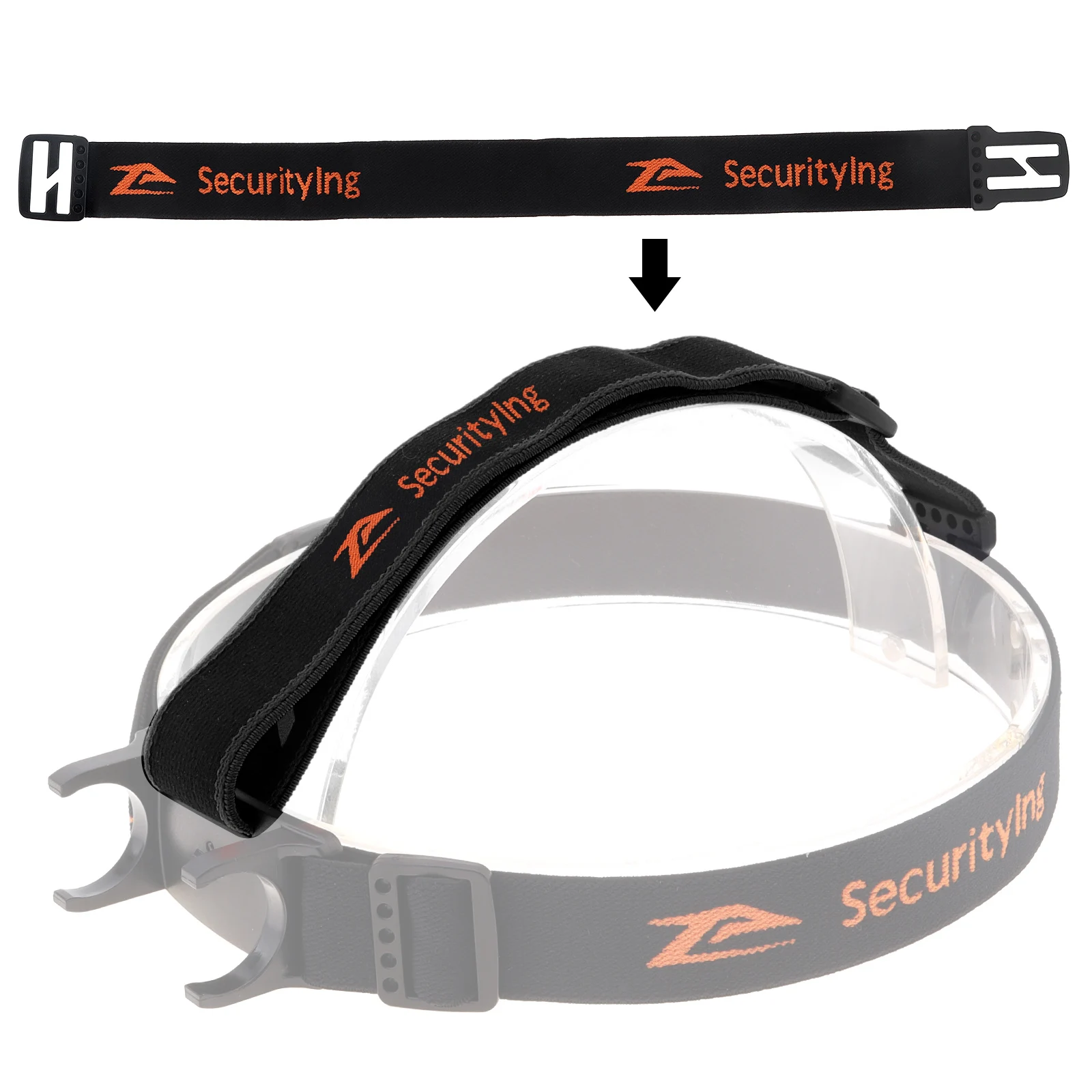SecurityIng Elastic Headband Headlight Strap Holder for 22-26mm Headlamp Torch with Head Fastening Strap, Headlight Bracket
