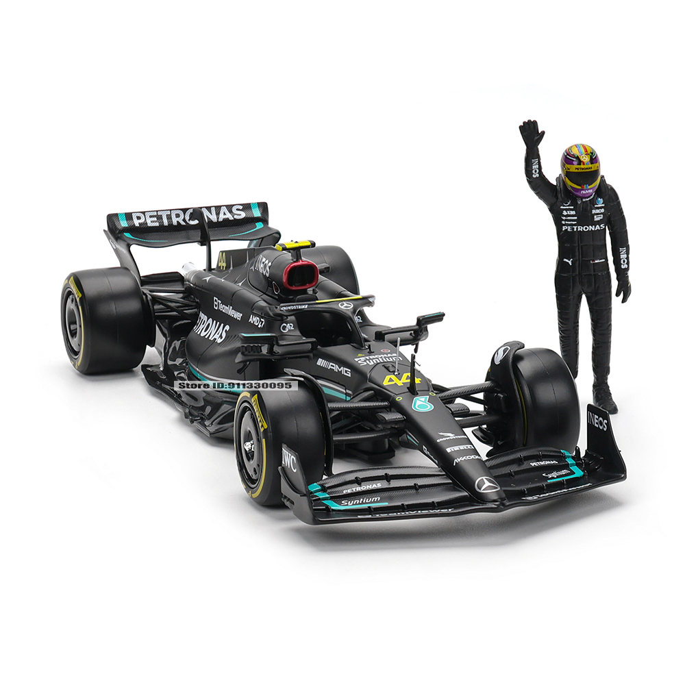 Bburago 1:24 2023 F1 Mercedes-AMG W14+Mueca ganhadora 44 #   Hamilton 63 #   Russell Paint Fórmula 1 Liga Super Toy Car Mode