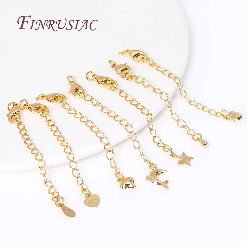 Cadena de extensión chapada en oro de 18 quilates con cierre de langosta para joyería, accesorios extensores de collar para pulseras, cerraduras para joyería