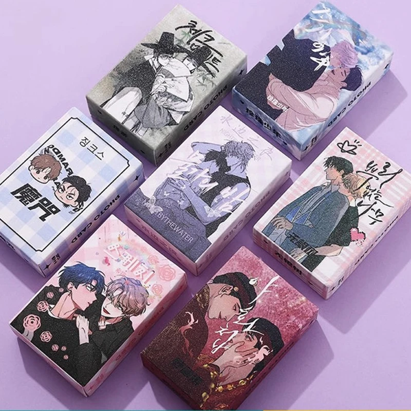 50 Pcs/Set Korean Manga Laser Lomo Card Comic Characters Mini Postcard HD Photocard Cosplay Gift