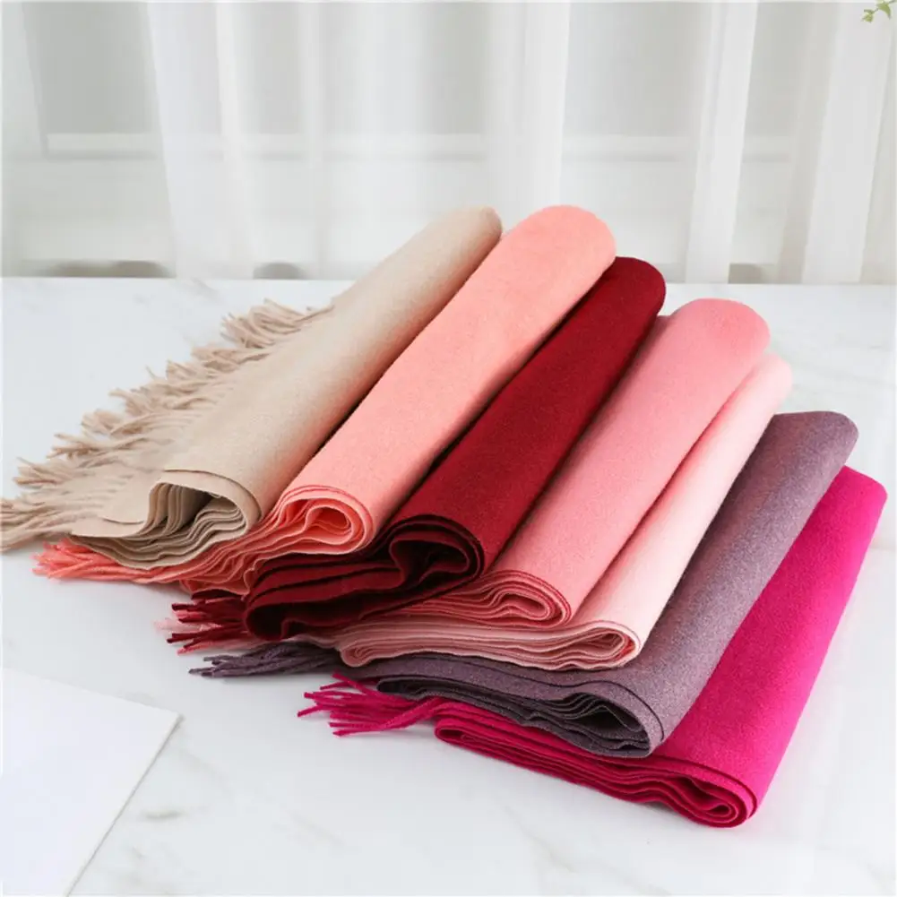 Mùa Đông 2022 Khăn Choàng Cashmere Nữ Dày Ấm Khăn Choàng Pashmina Sò Len Màu Tua Rua Nữ Chăn Echarpe Bufanda Hijab