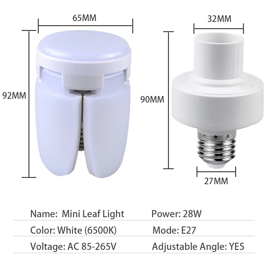 28W faltbare LED-Birne E27 Lüfterflügel LED-Lampe AC 220V 110V Bombilla Lampada Scheinwerfer für Zuhause Deckenplatte Zimmer Garage Beleuchtung
