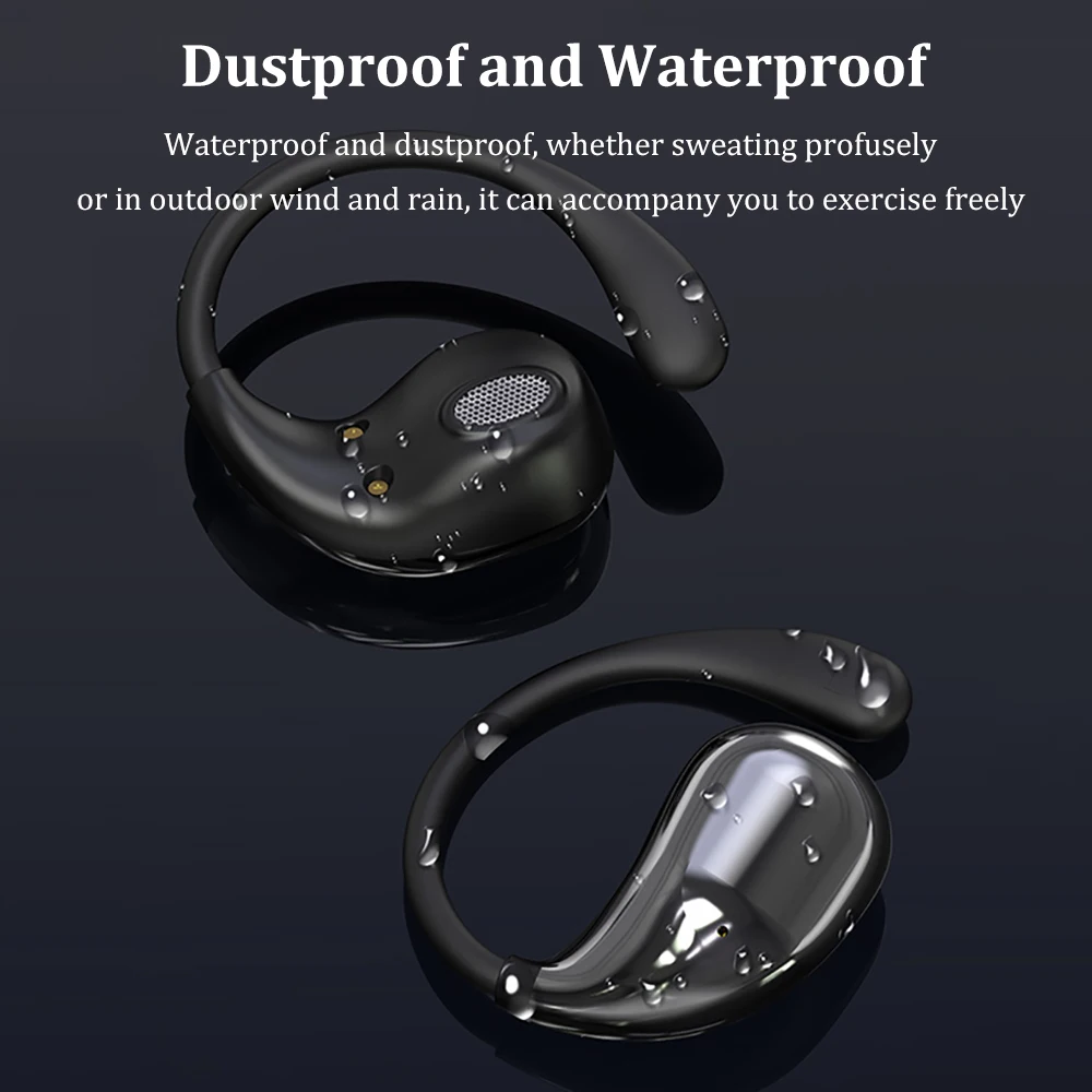 Cuffie con gancio per l'orecchio Bluetooth 5.4 Auricolari wireless TWS Cuffie stereo HiFi impermeabili Display a LED Auricolari touch in standby lungo