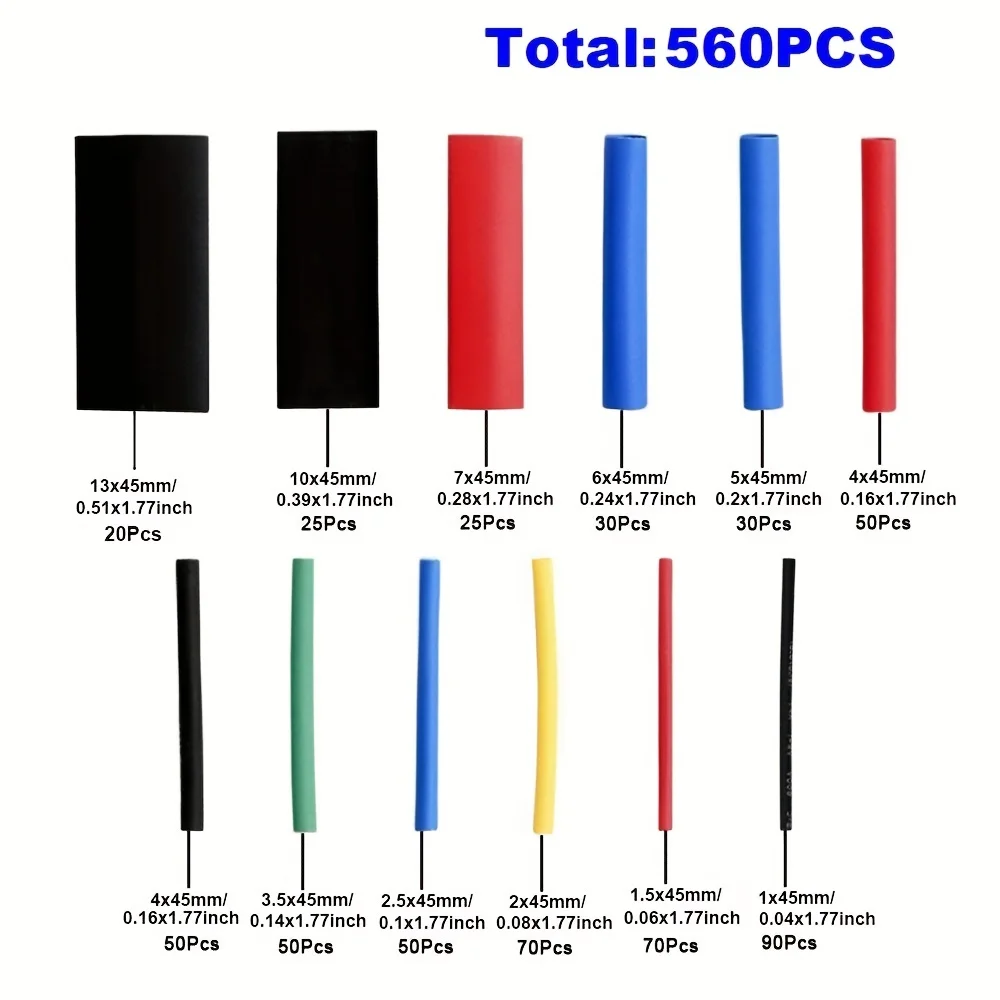 164/328/560/580 pezzi tubi termorestringenti 2:1 set di cavi avvolgenti per tubi in poliolefina multicolore