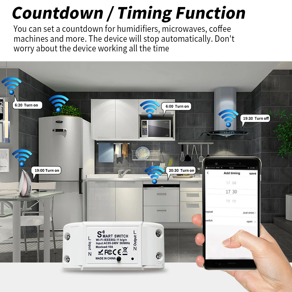 Tuya interruptor inteligentes wifi ,  control bidireccional, temporizador Universal, funciona con luz LED,compatible con Alexa y Google