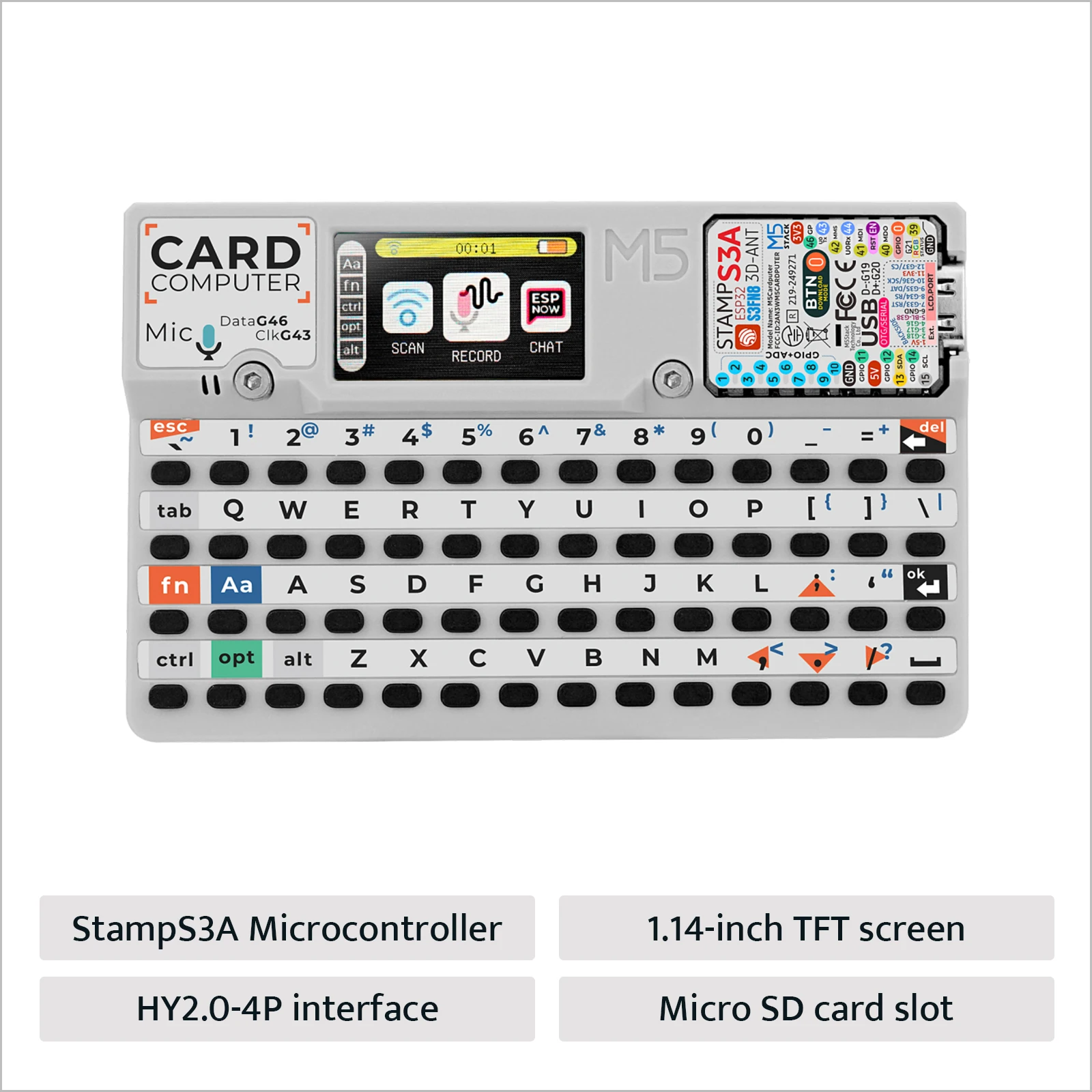 Официальный Cardputer M55Stack v1.1 с платой M5stampS3A ESP32-S3, портативный компьютер, 1,14-дюймовый экран, 56-клавишная клавиатура, карта