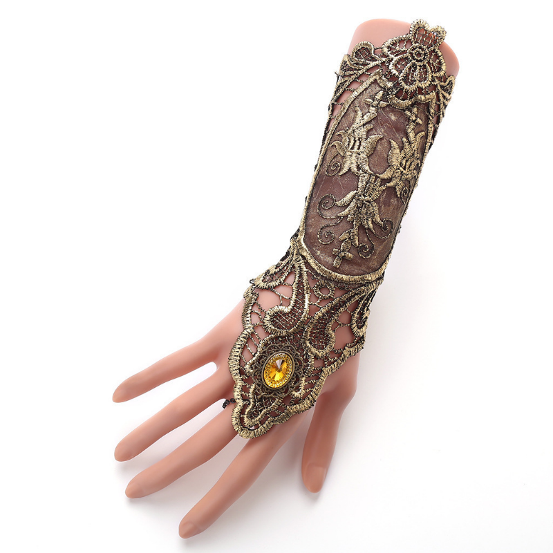 Brazalete de encaje gótico Steampunk, guante sin dedos, calentador de brazo, pulsera negra, accesorios de Halloween, 1 ud.