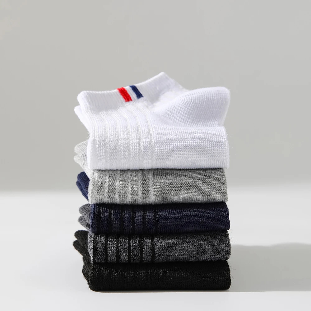 5 Paar dünne Sommer-Bootssocken, einfarbig, für Herren, Freizeitsocken, atmungsaktiv, schweißabsorbierend, unsichtbar, Business-Söckchen für Herren