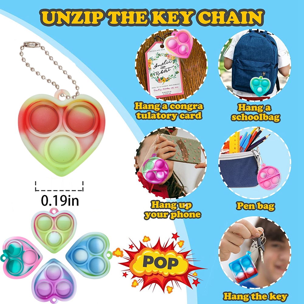 12/24/48 pçs mini pop fidget brinquedo pacote kit chaveiro alívio do estresse brinquedos festa favores mesa de escritório brinquedo para crianças adultos brinquedos
