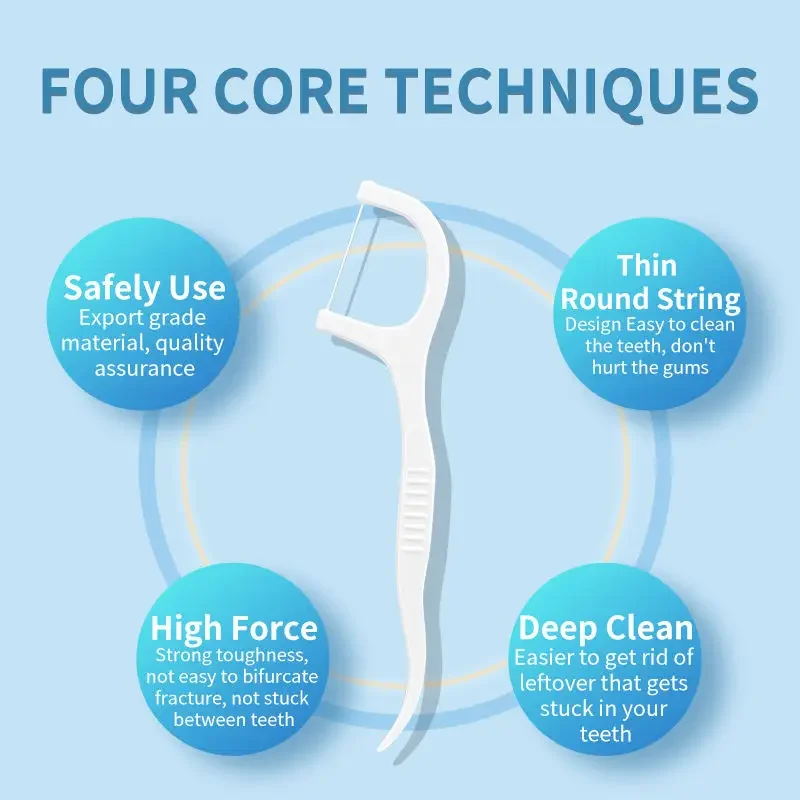 치실 치실, 이쑤시개, 치아 스틱, 치아 청소, 치간 브러시, 구강 위생 관리 도구, 50 개, 100 개