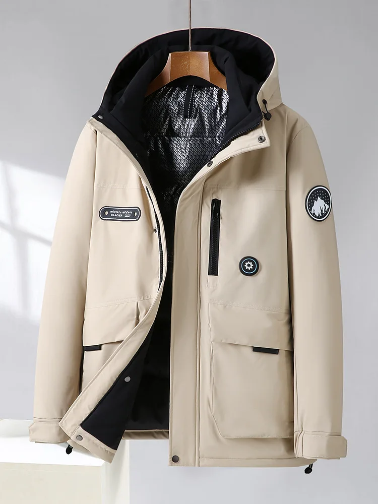 Novo tamanho grande dos homens jaqueta de inverno à prova dwaterproof água com capuz quente pato branco para baixo parka masculino grosso térmico acolchoado casaco extra grande mais 12xl