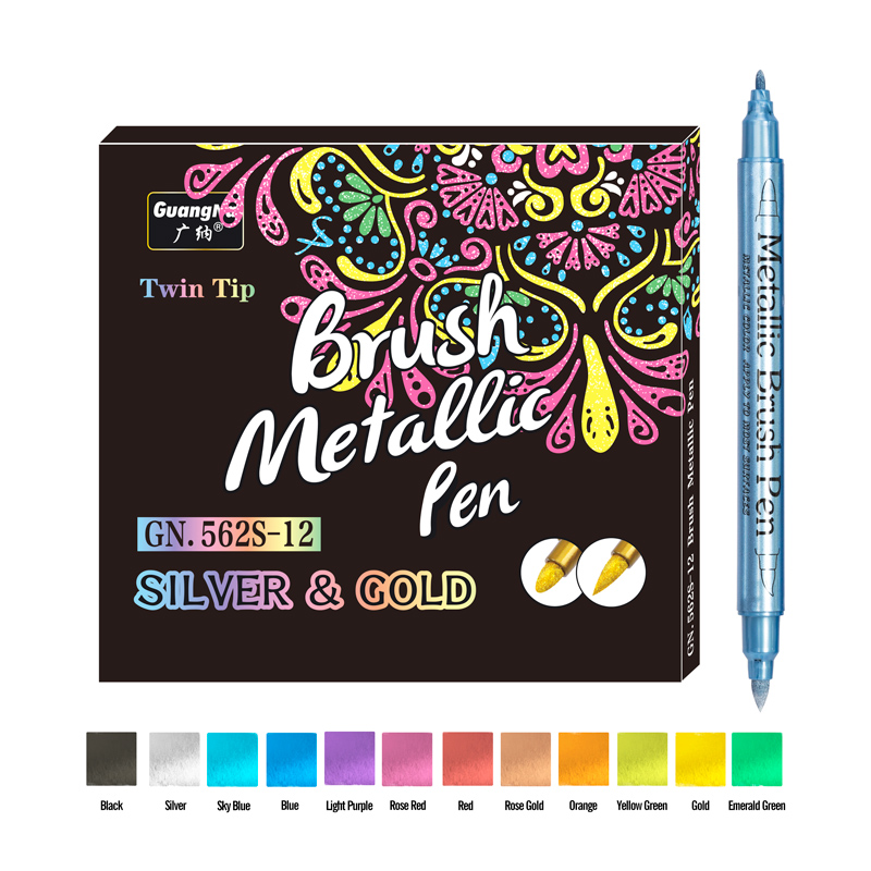 Doppelkopf-Markierungsstift-Sets aus weichem und hartem 12/24-Farben-Metallic – perfekt für Felsmalerei, Tassendekoration, Keramikkunst und DIY-Projekte