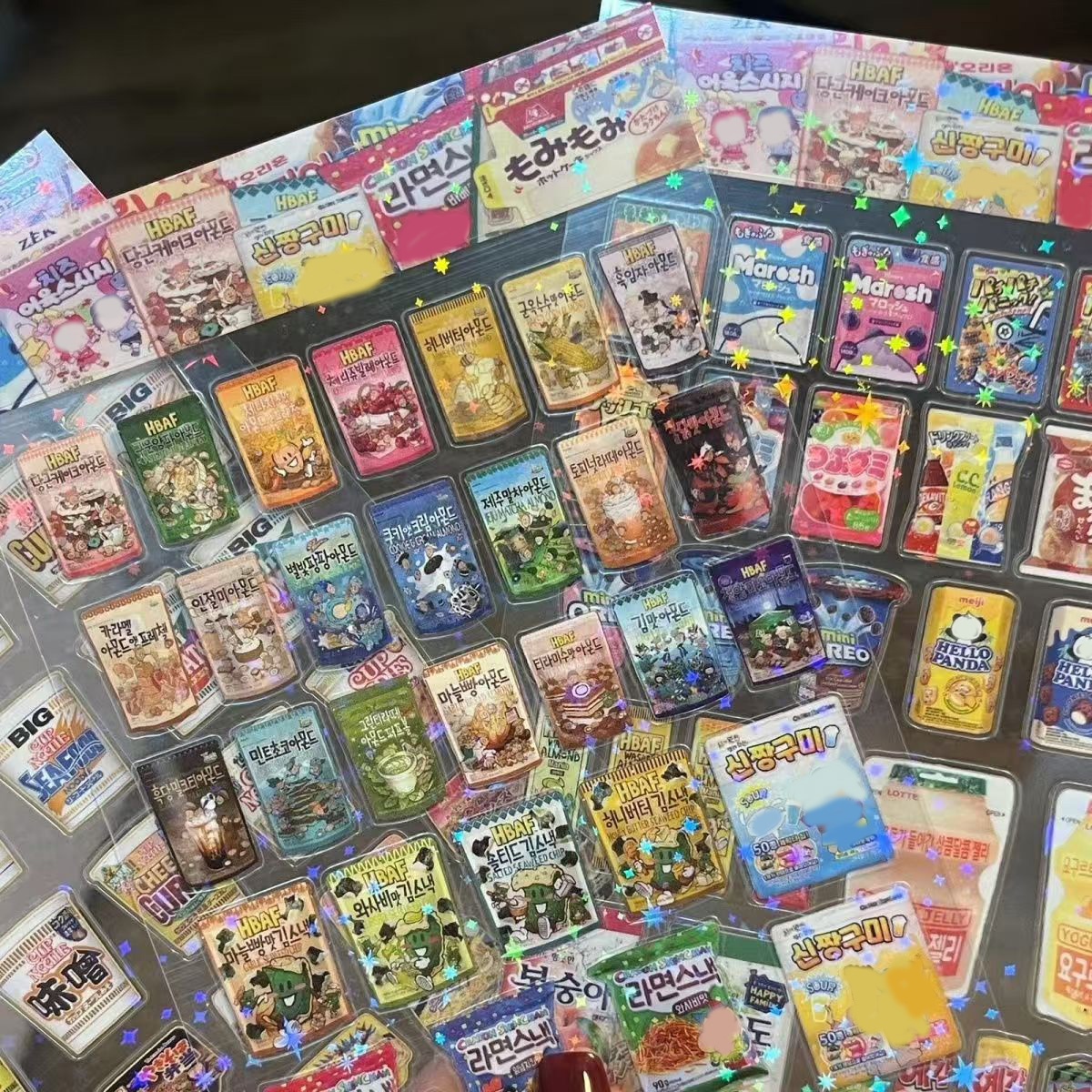 5pcs ขนมขบเคี้ยวบรรจุภัณฑ์สติกเกอร์สําหรับโทรศัพท์สัตว์เลี้ยงกันน้ําการ์ตูนสมุดภาพสติกเกอร์ Journaling เครื่องเขียน Kawaii