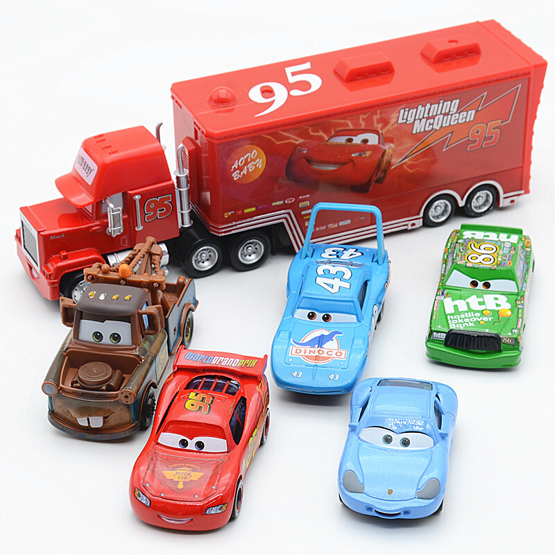 Echte Disney Pixar Cars Lightning McQueen Speelgoed Jackson Storm De Koning Mater 1:55 Diecast Metaallegering Model Auto Kid Gift